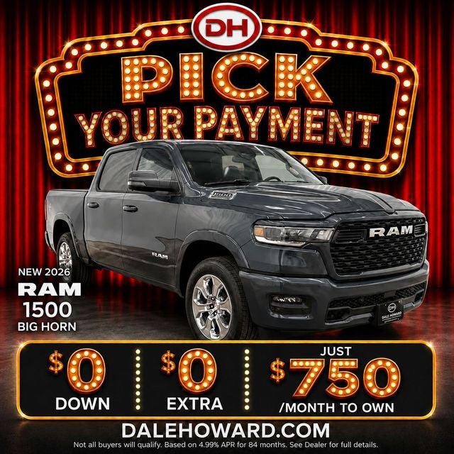 2026 RAM 1500 Big Horn/Lone Star in Granite Crystal Metallic Clear-Coat Exterior Paint — front three-quarter view