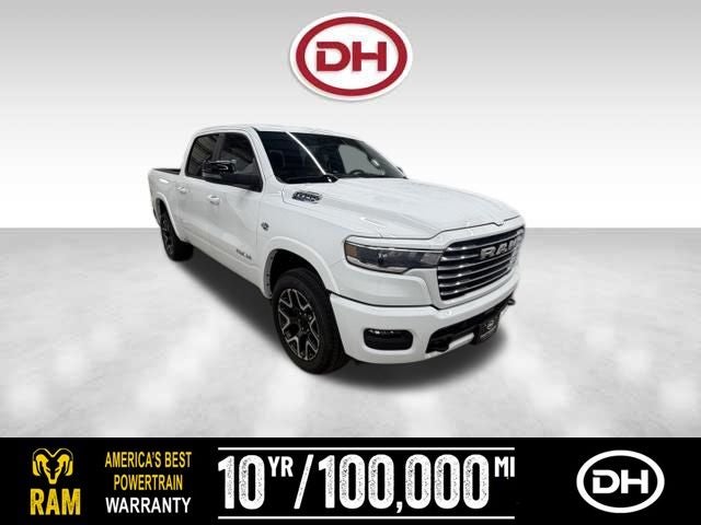 2026 RAM 1500 Laramie in Bright White Clear-Coat Exterior Paint — front three-quarter view