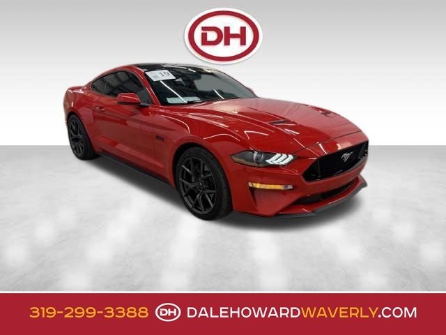 2019 Ford Mustang GT Premium in Race Red — front three-quarter view