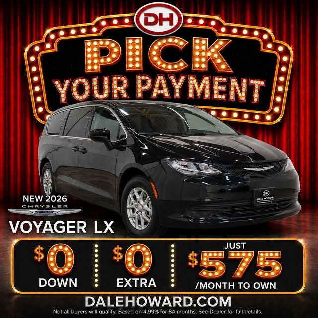 2026 Chrysler Voyager LX in Diamond Black Crystal Pearl-Coat Exterior Paint — front three-quarter view
