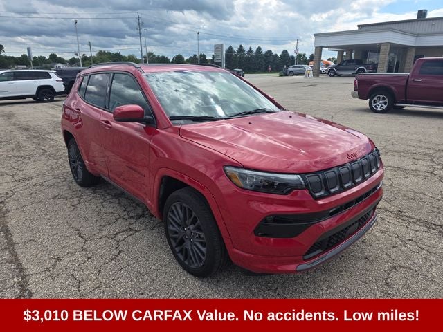2022 Jeep Compass Limited in Redline Pearlcoat — front three-quarter view