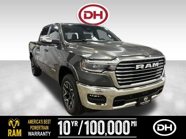 2026 RAM 1500 Laramie in Granite Crystal Metallic Clearcoat — front three-quarter view