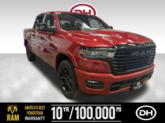 2026 RAM 1500 Laramie in Molten Red Pearlcoat — front three-quarter view