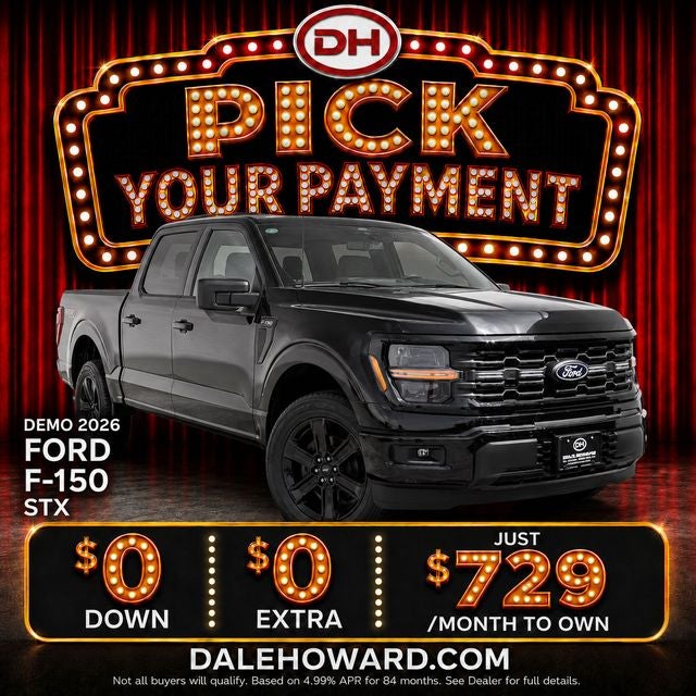 2026 Ford F-150 STX in Black Metallic — front three-quarter view