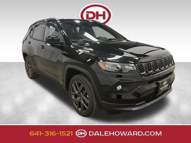 2026 Jeep Compass Latitude in Diamond Black Crystal Pearlcoat — front three-quarter view