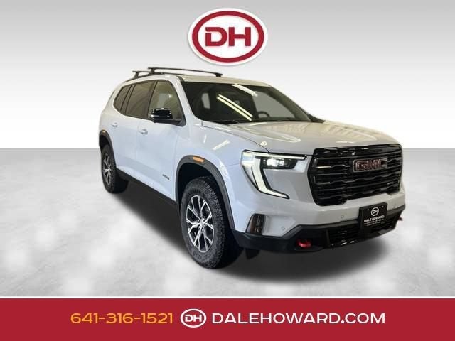 2026 GMC Acadia AT4 in Glacier White Tricoat — front three-quarter view